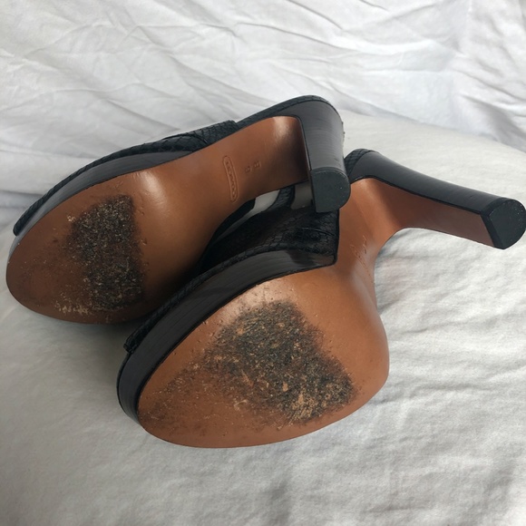 Coach Embossed Leather Open Toe Booties - Picture 6 of 7